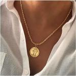 Goldene Minimalistische Medaillon-Ketten aus Gold für Damen 