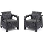 Anthrazitfarbene Keter Loungestühle aus Polyrattan Outdoor Breite 50-100cm, Höhe 50-100cm, Tiefe 50-100cm 2-teilig 