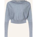 Blaue AllSaints Wasserfall-Ausschnitt Wollpullover aus Wolle für Damen Größe S 