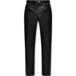 Schwarze AllSaints Herrenlederhosen mit Reißverschluss aus Leder Größe M 