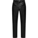 Schwarze AllSaints Herrenlederhosen mit Reißverschluss aus Leder Größe XL 