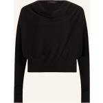 Schwarze AllSaints Wasserfall-Ausschnitt Fledermaus-Pullover aus Wolle für Damen Größe S 