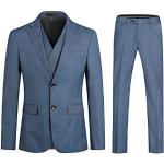 Allthemen Anzug Herren Anzug Gestreift 3 Teilig Slim Fit Anzüge Herrenanzüge für Business Hochzeit #631 Blau S