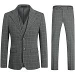 Allthemen Anzug Herren Anzug Gestreift 3 Teilig Slim Fit Anzüge Herrenanzüge für Business Hochzeit #630 Grau XL