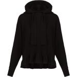 Reduzierte Schwarze Allude Kaschmir-Pullover mit Rüschen aus Wolle mit Kapuze für Damen Größe XS 