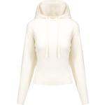 Reduzierte Weiße Langärmelige Allude Kaschmir-Pullover aus Wolle mit Kapuze für Damen Größe L 