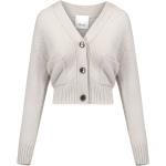 Reduzierte Graue Langärmelige Allude V-Ausschnitt Kaschmir-Pullover aus Wolle für Damen Größe M 