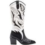 Reduzierte Weiße Bestickte Elegante Alma en Pena Cowboy-Boots & Cowboystiefeletten mit Reißverschluss aus Leder für Damen Größe 39 mit Absatzhöhe 5cm bis 7cm 