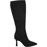 Reduzierte Schwarze Elegante Alma en Pena Spitze High-Heel Stiefel aus Textil für Damen Größe 36 mit Absatzhöhe 7cm bis 9cm 
