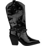 Reduzierte Schwarze Alma en Pena Spitze Cowboy-Boots & Cowboystiefeletten aus Leder für Damen Größe 35 mit Absatzhöhe 7cm bis 9cm 
