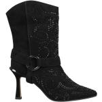 Reduzierte Schwarze Elegante Alma en Pena Spitze High Heel Stiefeletten & High Heel Boots aus Leder für Damen Größe 41 mit Absatzhöhe 7cm bis 9cm 