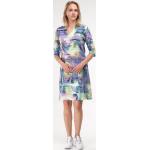 Blaue 3/4-ärmelige Alma & Lovis Bio Nachhaltige V-Ausschnitt Sommerkleider aus Baumwolle für Damen Größe M für den für den Sommer 