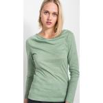Hellgrüne Melierte Alma & Lovis Bio Nachhaltige Wasserfall-Ausschnitt Ringelshirts aus Baumwolle für Damen Größe L 