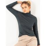 Dunkelgrüne Melierte Alma & Lovis Nachhaltige Rollkragen Ringelshirts aus Baumwolle für Damen Größe M Große Größen 