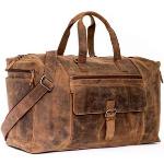 Braune Vintage Almadih Herrenreisetaschen 29l mit Reißverschluss aus Leder gepolstert Klein 
