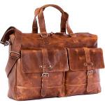 Braune Vintage Almadih Herrenreisetaschen 19l mit Reißverschluss aus Leder gepolstert Klein 