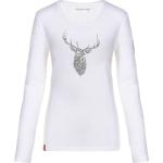 Beige Langärmelige Almgwand T-Shirts mit Hirsch-Motiv aus Baumwolle für Damen Größe XL für den für den Winter 