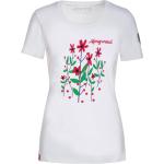 Reduzierte Weiße Blumenmuster Kurzärmelige Almgwand T-Shirts mit Blumenmotiv für Damen Größe XS für den für den Sommer 
