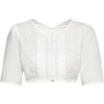 Reduzierte Weiße Unifarbene Kurzärmelige Almsach Rundhals-Ausschnitt Dirndlblusen kurzarm für Damen für den für den Sommer 