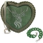 Grüne Alpenflüstern Trachtentaschen & Dirndltaschen mit Reißverschluss aus Leder für Damen zum Oktoberfest 