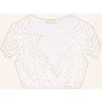Weiße Kurzärmelige Alpenherz V-Ausschnitt Festliche Blusen aus Jersey für Damen Größe XS 