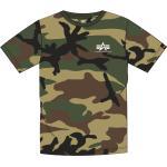 Reduzierte Grüne Camouflage Alpha Industries Inc. Logo T-Shirts für Herren Größe XXL 