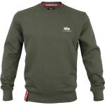 Olivgrüne Casual Alpha Industries Inc. Logo Herrensweatshirts aus Baumwolle Größe L 