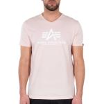 Reduzierte Pinke Alpha Industries Inc. V-Ausschnitt T-Shirts für Herren Größe M 
