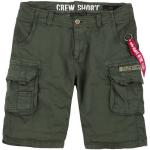 Olivgrüne Camouflage Casual Alpha Industries Inc. Cargo-Shorts mit Knopf aus Baumwolle für Herren Größe XXL 