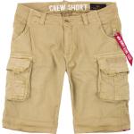 Sandfarbene Alpha Industries Inc. Cargo-Shorts mit Knopf aus Baumwolle für Herren 