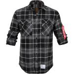 Schwarze Langärmelige Alpha Industries Inc. Shirts mit Tasche aus Flanell für Herren Größe S 