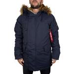Reduzierte Blaue Alpha Industries Inc. Explorer Jacken mit Fellkapuze mit Kapuze für Herren Größe 3 XL für den für den Winter 