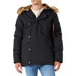 Schwarze Alpha Industries Inc. Explorer Jacken mit Fellkapuze mit Kapuze für Herren Größe 3 XL für den für den Winter 