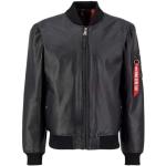 Schwarze Alpha Industries Inc. MA-1 Leather Übergangsjacken aus Leder für Herren Größe S 