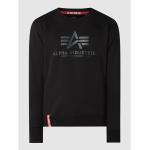 Schwarze Alpha Industries Inc. Logo Herrensweatshirts aus Baumwollmischung Größe L 
