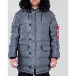 Graue Alpha Industries Inc. Jacken mit Fellkapuze aus Nylon mit Kapuze für Herren Größe XXL für den für den Winter 