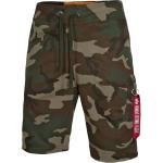 Grüne Camouflage Casual Alpha Industries Inc. Cargo-Shorts mit Reißverschluss aus Baumwolle für Herren Größe S 