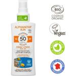Parfümfreie Hypoallergene Alphanova Bio Spray Creme Sonnenschutzmittel LSF 50 für  empfindliche Haut Reisegröße 