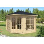 Alpholz 5-Eck-Gartenhäuser 40mm aus Massivholz mit Satteldach Blockbohlenbauweise 