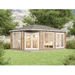 Reduzierte Braune Alpholz Nachhaltige 5-Eck Gartenhäuser 40mm aus Massivholz 