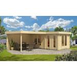 Alpholz Design-Gartenhäuser 70mm aus Massivholz mit Flachdach Blockbohlenbauweise 