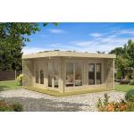 Moderne Alpholz Design-Gartenhäuser 70mm aus Massivholz mit Schleppdach Blockbohlenbauweise 