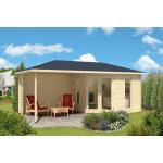 Braune Alpholz 5-Eck-Gartenhäuser 40mm aus Fichte mit Terrasse Blockbohlenbauweise 