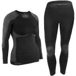 ALPIDEX Damen Funktionswäsche Thermounterwäsche Skiunterwäsche - atmungsaktiv, wärmend und schnell trocknend, Größe:L/XL, Farbe:Black-Grey