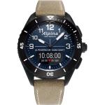 Braune Alpina Watches Stahlarmbanduhren mit Digital-Zifferblatt mit Saphir kratzfest mit Saphirglas-Uhrenglas mit Kautschukarmband für Herren zum Sport 