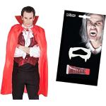 Alsino Kostüm Accessoire Set Dracula Vampir (Kv-205) Cape 120 cm Rot mit Kunstblut und Vampirzähnen Weiß