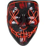 Alsino Maske Halloween LED The Purge Masken Herren Horror Clown Kostüm Party Fasching Karneval (rot)