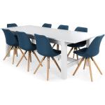 Altea Esstischgruppe weiß/blau, Holz, Tisch 240/300 x 100 cm, ausziehbar weiss