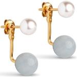 Türkise Elegante Perlenohrringe mit Kopenhagen-Motiv aus Emaille mit Echte Perle 