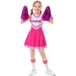 Rosa Mini Cheerleader-Kostüme für Kinder Größe 134 